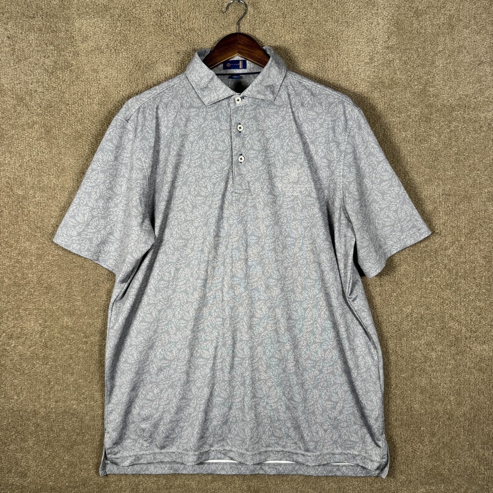 Stitch Polo Shirt Mens Large Gray Floral Ritz Carlton Golf Orlando Stretch Top